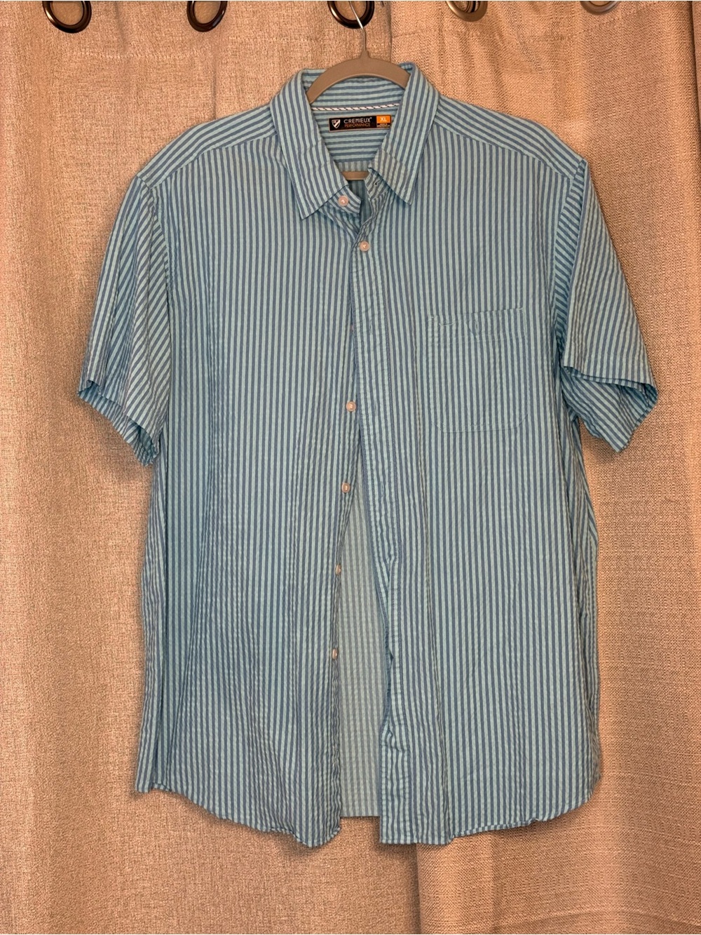 Daniel Cremieux Light Blue and White Striped Short-Sleeve Button-Down Shirt